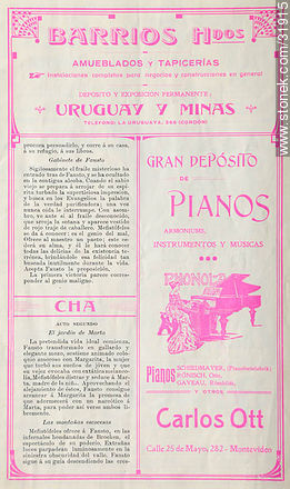 Página de programa antiguo del teatro Solís (1908) - Departamento de Montevideo - URUGUAY. Foto No. 31915