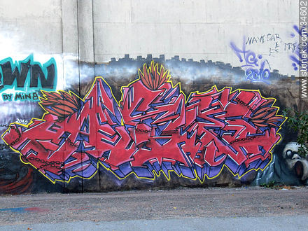 Graffitis in Buceo quarter - Department of Montevideo - URUGUAY. Photo #34602