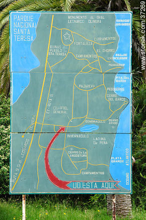 Santa Teresa National Park map - Department of Rocha - URUGUAY. Photo #37269