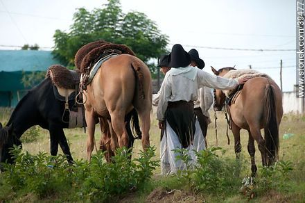 Gauchos y caballos - Departamento de Tacuarembó - URUGUAY. Foto No. 39477