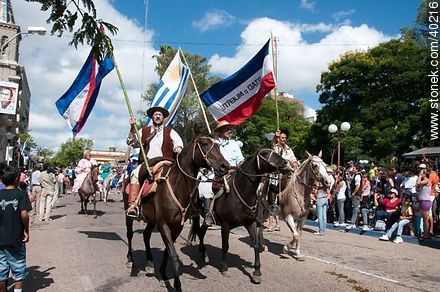Uruguayan patriotic flags - Tacuarembo - URUGUAY. Photo #40216