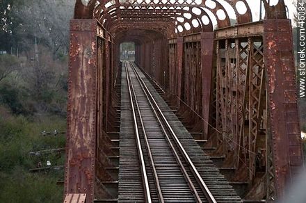 Puente ferroviario sobre el río Santa Lucía. - Departamento de Montevideo - URUGUAY. Foto No. 45084