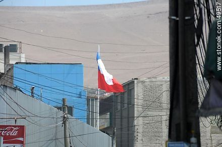 Chilean flag, cables and hills - Chile - Others in SOUTH AMERICA. Photo #49517