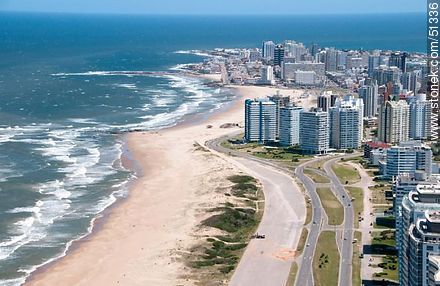 Aerial photo of Brava beach and promenade.Towers Tiburón 3, Lobos and Le Parc in the foreground. - Punta del Este and its near resorts - URUGUAY. Photo #51336