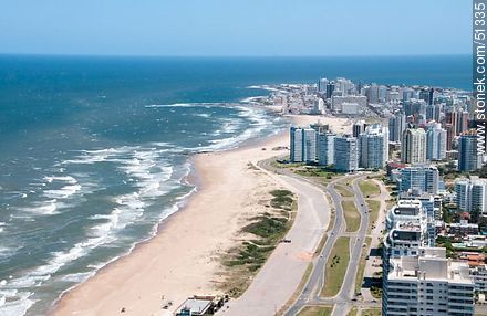 Aerial photo of Brava beach and promenade.Towers Tiburón 3, Lobos and Le Parc in the foreground. - Punta del Este and its near resorts - URUGUAY. Photo #51335
