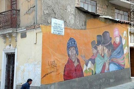 Mural painted in tribute to the Native - Bolivia - Others in SOUTH AMERICA. Photo #52323