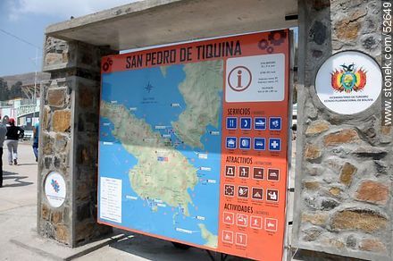 Mapa de San Pedro de Tiquina y el lago Titicaca. Viceministerio de Turismo. - Bolivia - Otros AMÉRICA del SUR. Foto No. 52649