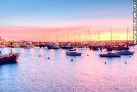 Colors of the sunset at the port of Punta del Este - Punta del Este and its near resorts - URUGUAY. Photo #53973