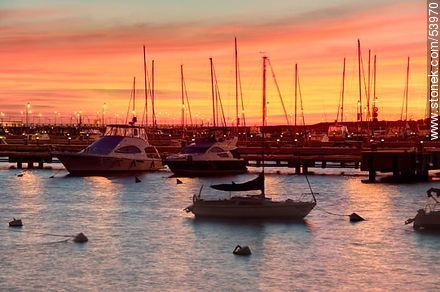Colors of the sunset at the port of Punta del Este - Punta del Este and its near resorts - URUGUAY. Photo #53970