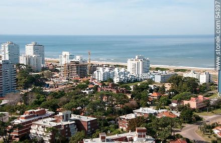 Aerial view of the buildings on Playa Brava - Punta del Este and its near resorts - URUGUAY. Photo #54397
