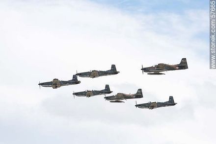 Formation of Pilatus PC-7 of the Uruguayan Air Force and Tucanos of the Paraguayan Air Force - Department of Montevideo - URUGUAY. Photo #57665