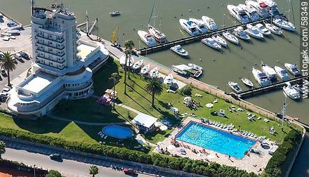 Aerial view of the Yacht Club facilities, pools and marinas - Department of Montevideo - URUGUAY. Photo #58349