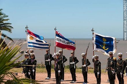 Día de la Armada (Navy Day) in its plaza in Punta Gorda. Cadets of the Navy school in formation. - Department of Montevideo - URUGUAY. Photo #58627
