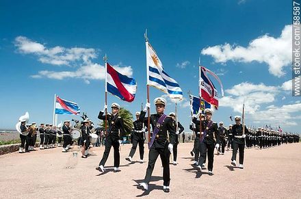 Día de la Armada (Navy Day) in its plaza in Punta Gorda. Parade of Navy cadets - Department of Montevideo - URUGUAY. Photo #58587