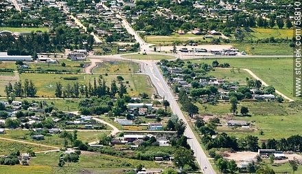Aerial view of the roundabout junction of Route 9 to Route 15 - Department of Rocha - URUGUAY. Photo #58810