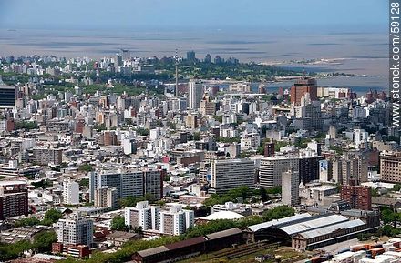 Aerial view of the neighborhoods Centro, Cordon and Punta Carretas - Department of Montevideo - URUGUAY. Photo #59128