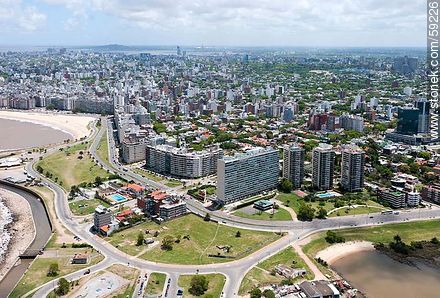 Aerial View of the Ramblas Armenia, Republic of Peru and Pte Charles de Gaulle, Avenida Luis Alberto de Herrera - Department of Montevideo - URUGUAY. Photo #59226