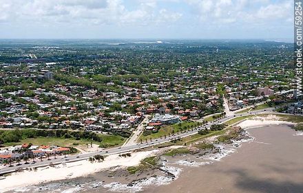 Aerial view of the boardwalk and the streets Ismael, Motivos de Proteo. Beaches Honda and De Los Ingleses - Department of Montevideo - URUGUAY. Photo #59254