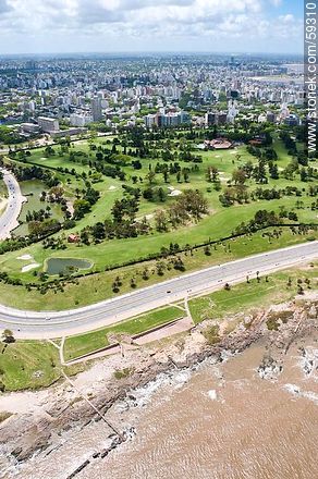 Aerial view of the Jewish Holocaust memorial on the promenade Wilson in front of the Golf Club - Department of Montevideo - URUGUAY. Photo #59310