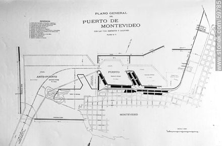 Plano del Puerto de Montevideo, 1910 - Departamento de Montevideo - URUGUAY. Foto No. 59785