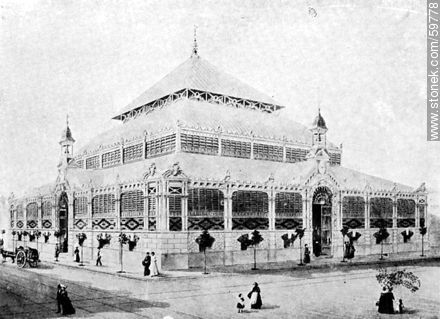 Mercado de la Abundancia in San José and Yaguarón streets, 1910 - Department of Montevideo - URUGUAY. Photo #59778