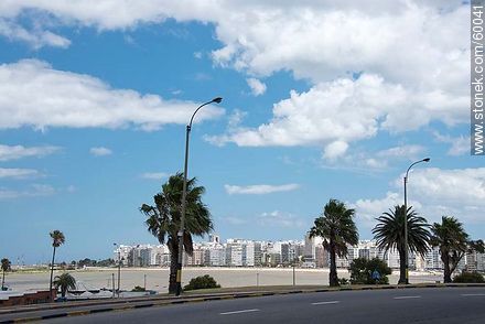 Vista de la playa Pocitos desde la rambla Rep. del Perú - Departamento de Montevideo - URUGUAY. Foto No. 60041