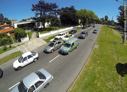 Aerial photo of automobiles circulating Ricaldoni Avenue - Department of Montevideo - URUGUAY. Photo #60911
