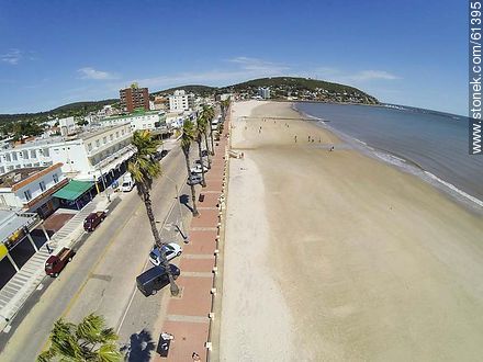 Aerial photo of the beach and boardwalk in spring - Department of Maldonado - URUGUAY. Photo #61395
