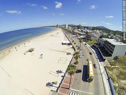 Aerial photo of the boardwalk and beach - Department of Maldonado - URUGUAY. Photo #61669