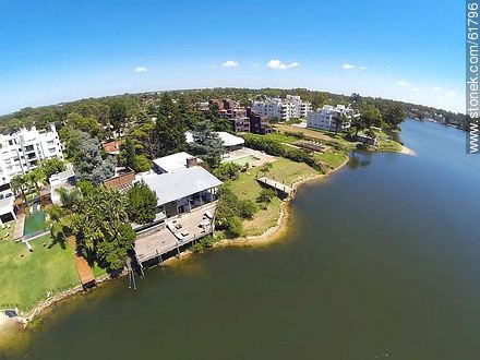 Aerial view of houses on the lake - Department of Canelones - URUGUAY. Photo #61796