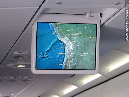 Pantalla con el recorrido de un avión Airbus de LAN - Chile - Otros AMÉRICA del SUR. Foto No. 63280