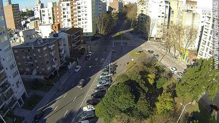 Aerial view of the Plaza Varela and Av. Brasil - Department of Montevideo - URUGUAY. Photo #64745