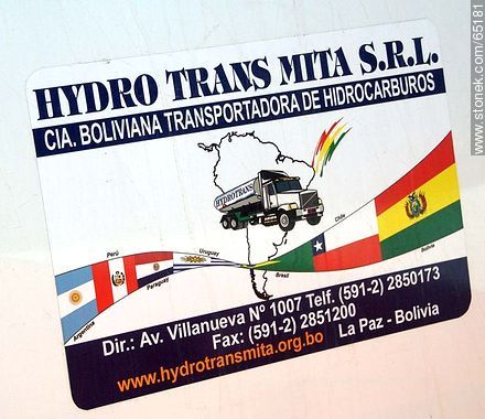 Bolivian truck adhesive in Chile - Chile - Others in SOUTH AMERICA. Photo #65181