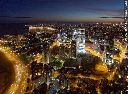 Nocturnal aerial photo of the Rambla Armenia and World Trade Center Montevideo - Department of Montevideo - URUGUAY. Photo #65244