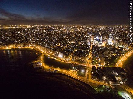 Nocturnal aerial photo of the Rep. of Peru and Armenian Ramblas, buildings and towers - Department of Montevideo - URUGUAY. Photo #65240