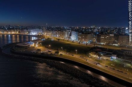 Aerial night view of the ramblas Republica del Peru and Charles de Gaulle - Department of Montevideo - URUGUAY. Photo #65585