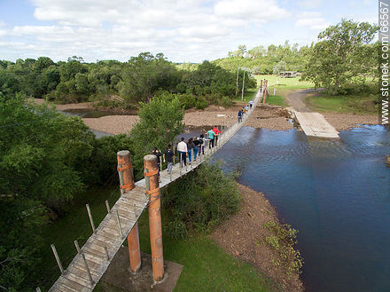 Aerial view of the bridge over the Jabonería stream in Valle Edén - Tacuarembo - URUGUAY. Photo #66567