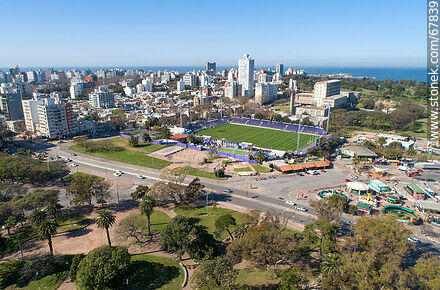 Aerial view of Rodó Park, Luis Franzini stadium and Punta Carretas neighborhood - Department of Montevideo - URUGUAY. Photo #67839
