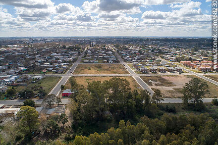 Aerial view of empty blocks, but asphalt streets - Flores - URUGUAY. Photo #68230