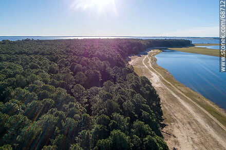 Aerial view of pine forests and beaches of San Gregorio de Polanco - Tacuarembo - URUGUAY. Photo #68712