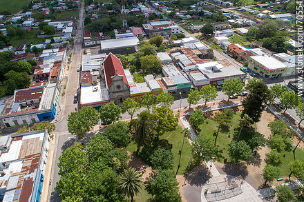 Aerial view of Tomás Berreta Square and the town - Department of Canelones - URUGUAY. Photo #70554