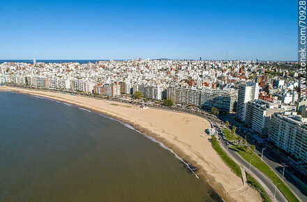 Aerial view of the Pocitos beach and promenade. - Department of Montevideo - URUGUAY. Photo #70928