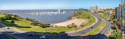 Aerial view of the Rambla Armenia in front of the beach and port of Buceo. - Department of Montevideo - URUGUAY. Photo #71754