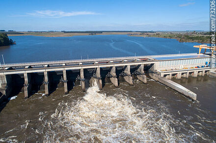 Aerial view of the Baygorria dam on the Negro river - Durazno - URUGUAY. Photo #73206