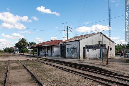 Victor Sudriers train station. Station sign - Department of Canelones - URUGUAY. Photo #77577
