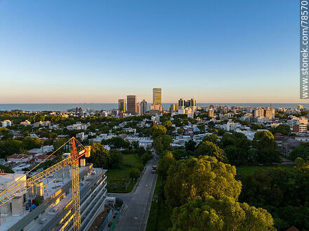 Aerial view of Magariños Cervantes street towards the Río de la Plata. - Department of Montevideo - URUGUAY. Photo #78570