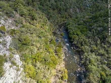 Aerial view of Yerbal Chico creek between the rocks of the creek - Department of Treinta y Tres - URUGUAY. Photo #79627