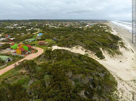 Aerial view of dunes with scrubland at Barra del Chuy - Department of Rocha - URUGUAY. Photo #80088