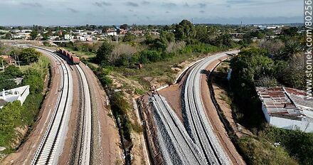 Aerial view of the new tracks to and from Peñarol station to the Montevideo - Las Piedras axis. - Department of Montevideo - URUGUAY. Photo #80256