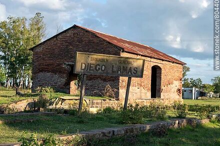 Diego Lamas railroad station. Station sign - Artigas - URUGUAY. Photo #80440